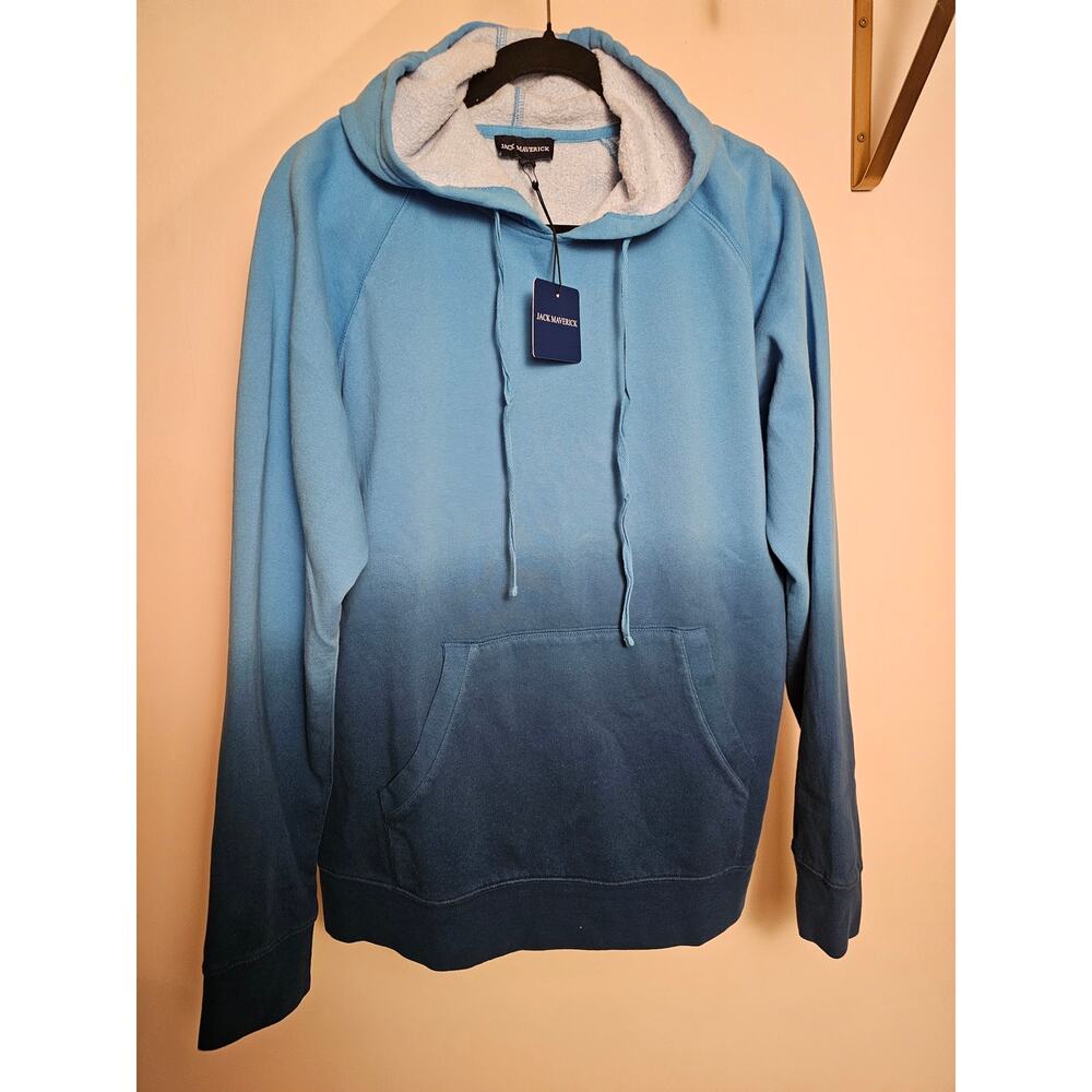 NWT Ombre/Dipped Dye Blue Hoodie Mens Large